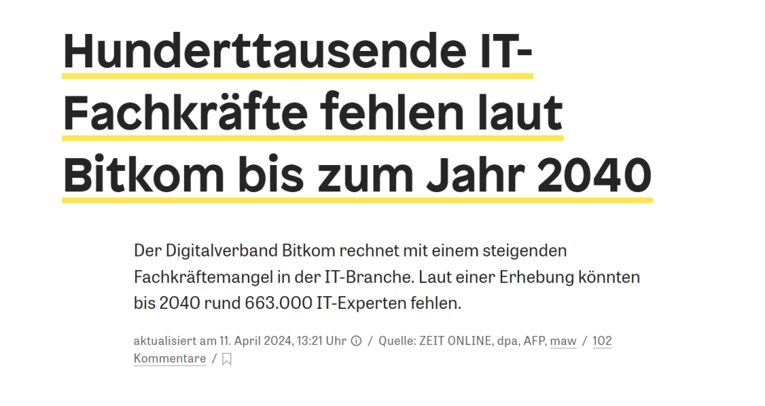 德国IT行业发出求救信号!2040年或将面临IT人才断层,该如何拯救?-ichn.eu | 人在欧洲