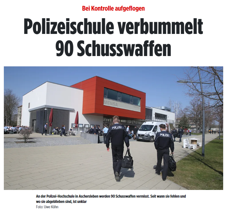 震惊！德国警察学校90支实弹枪械神秘失踪，安全危机-ichn.eu | 人在欧洲
