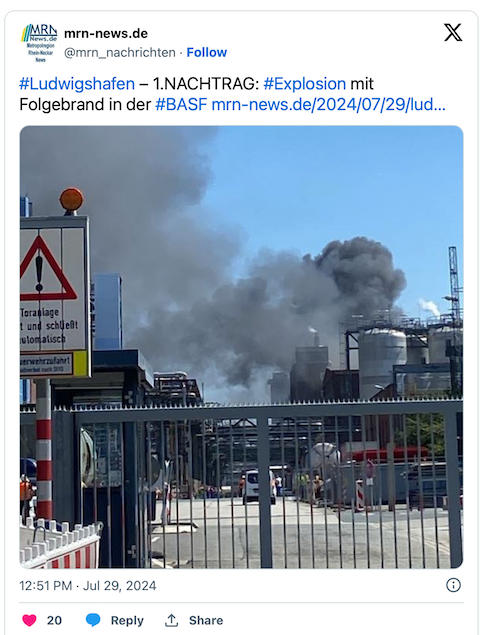 巴斯夫发生爆炸！ 14人受伤-ichn.eu | 人在欧洲