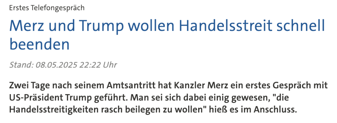 默茨与特朗普首次通话，希望尽快结束贸易争端-ichn.eu | 人在欧洲